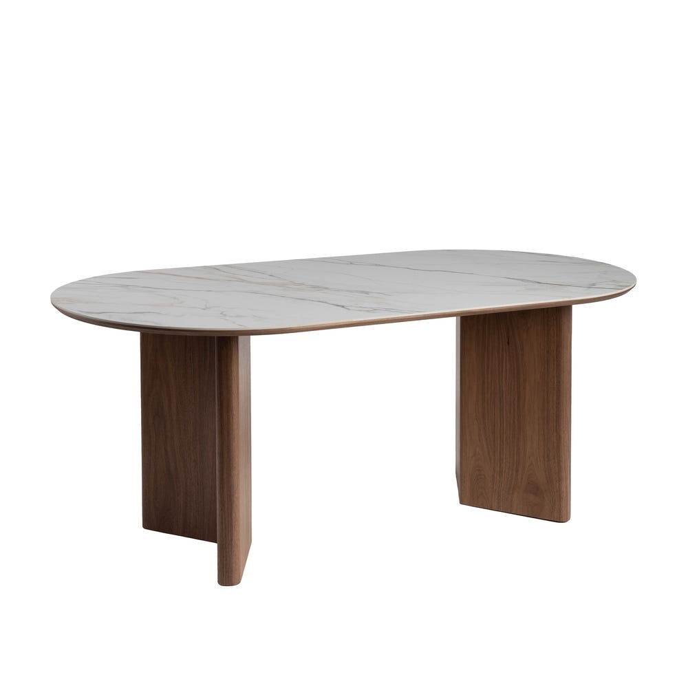Table à Manger Marbre Blanc-brun Ixia 180cm – Image 2