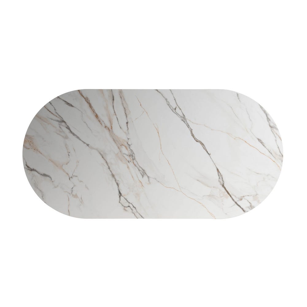 Table à Manger Marbre Blanc-brun Ixia 180cm – Image 5