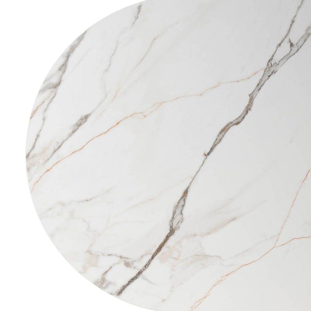 Table à Manger Marbre Blanc-brun Ixia 180cm – Image 7