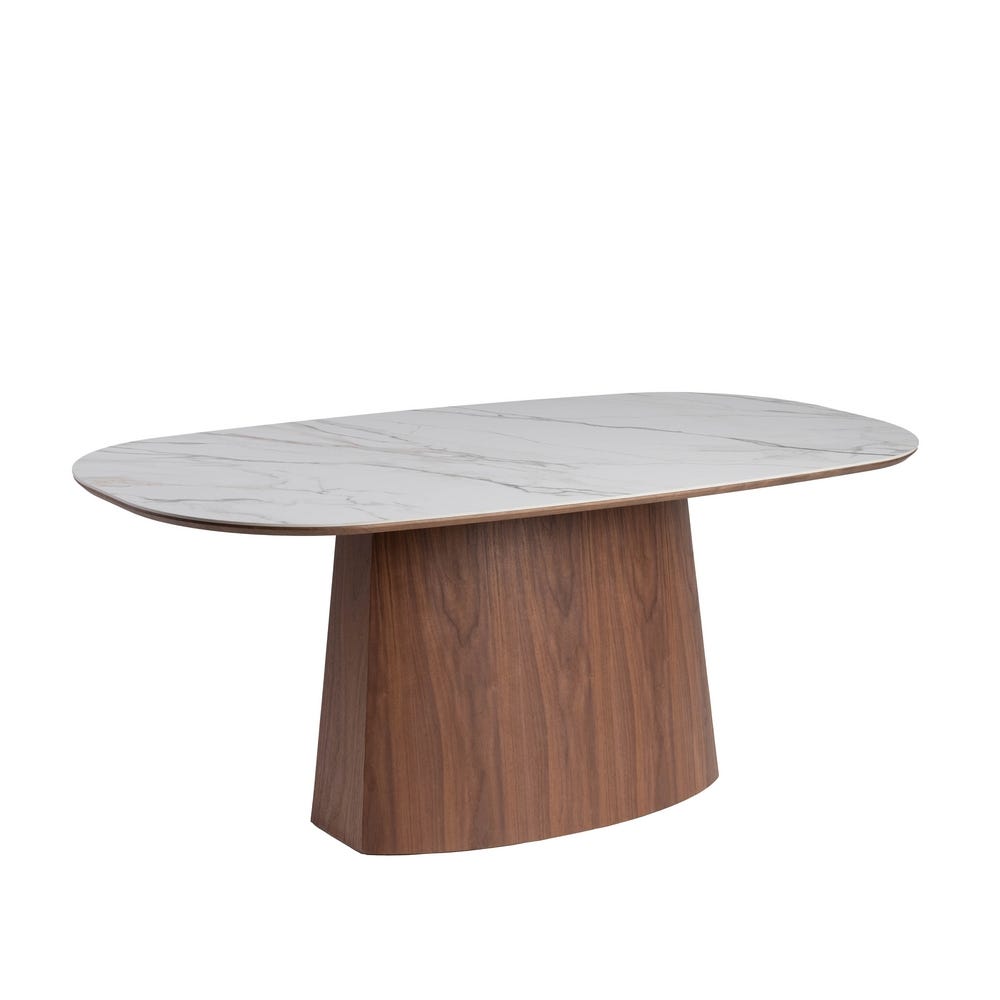 Table à Manger Marbre Blanc-brun Ixia 180cm – Image 2