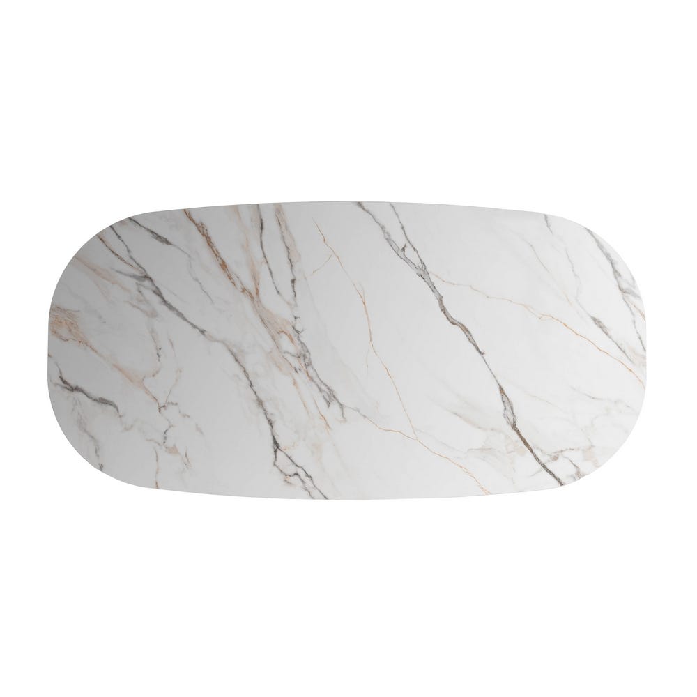 Table à Manger Marbre Blanc-brun Ixia 180cm – Image 5