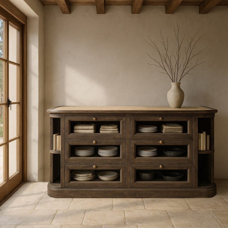 Buffet Manguier Marbre/bois Ixia 155cm