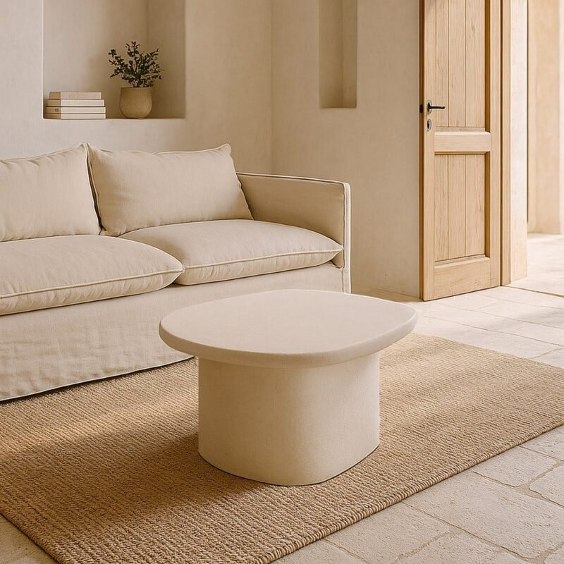 Table Basse Blanc Cassé Pied Ovale Ixia 60cm