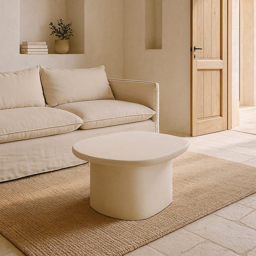 Table Basse Blanc Cassé Pied Ovale Ixia 60cm