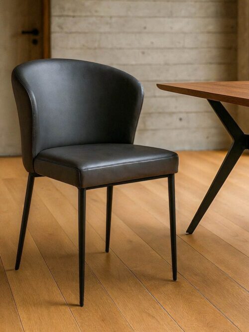 Chaise Gris Imitation Cuir Ixia 59 cm