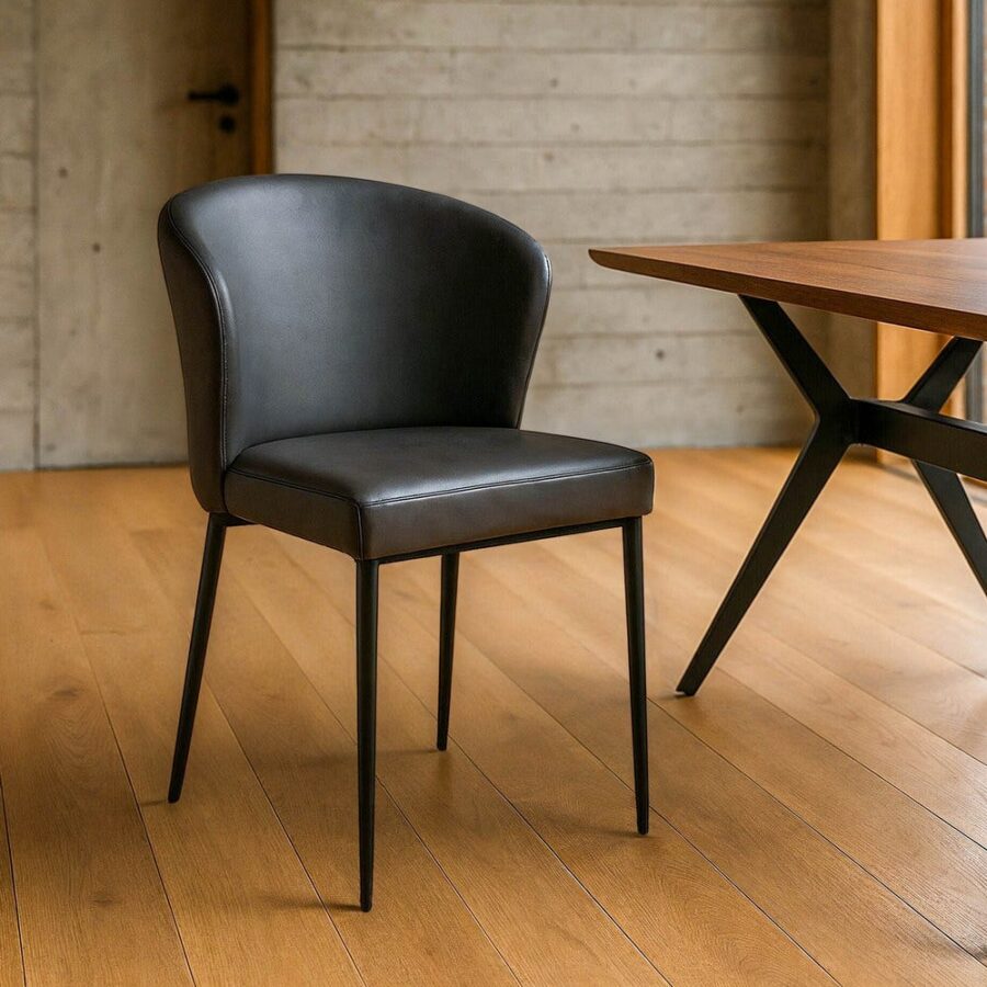 Chaise Gris Imitation Cuir Ixia 59 cm