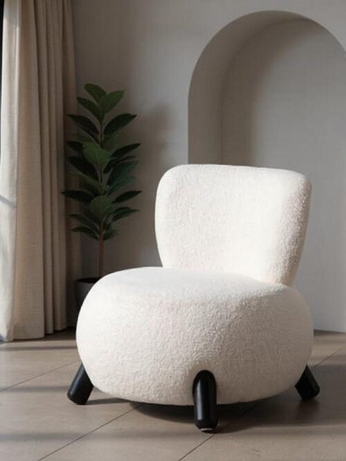 Fauteuil Blanc-Noire Tissu-Bois Ixia