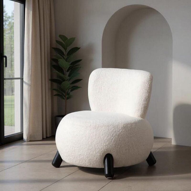 Fauteuil Blanc-Noire Tissu-Bois Ixia