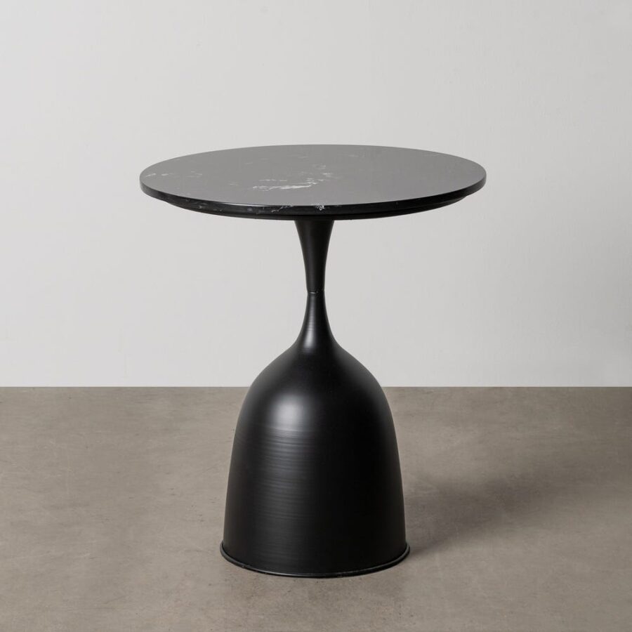 Petit Table Noir Mètal-Marbre Ixia 50 cm