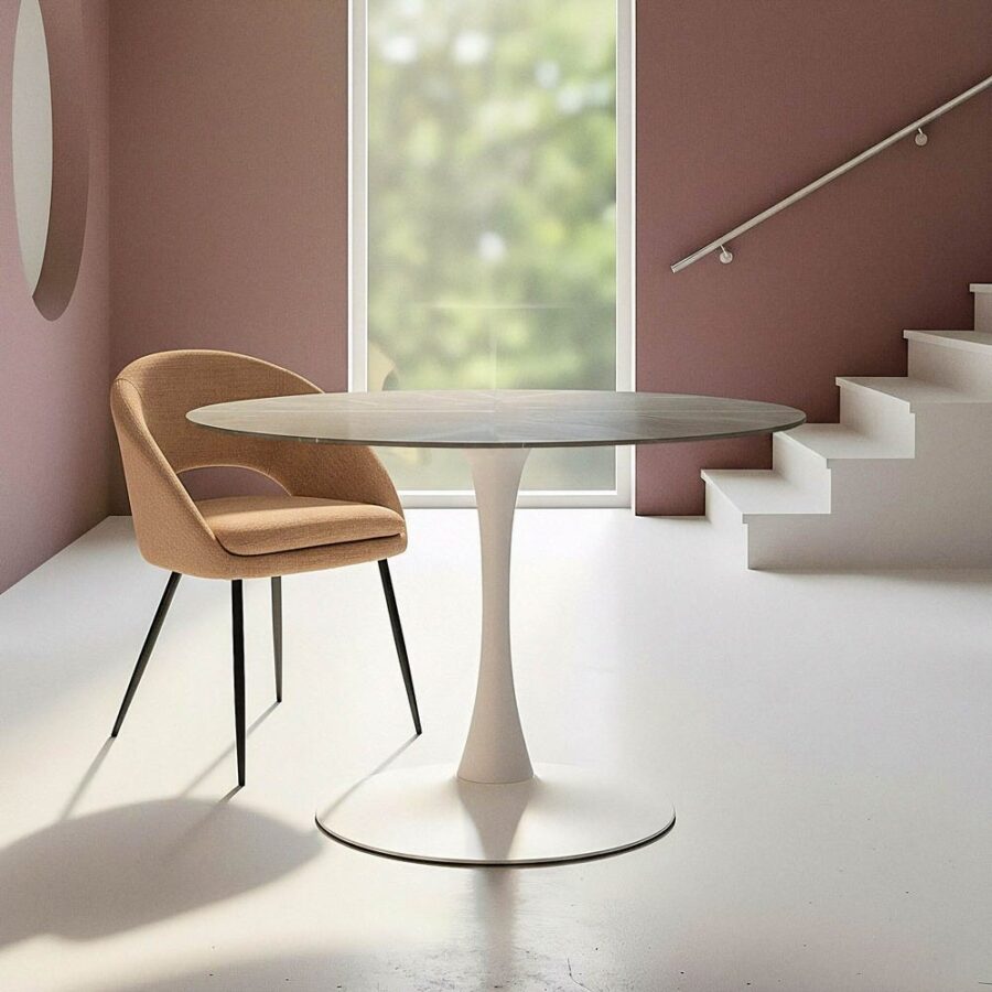 Table à Manger Gris Pierre Ixia 100cm