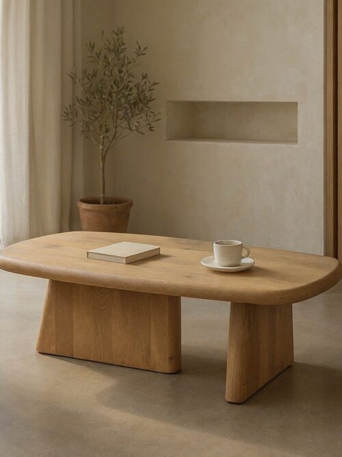 Table Basse Massif De Manguier Bords Sculptés Ixia 120cm