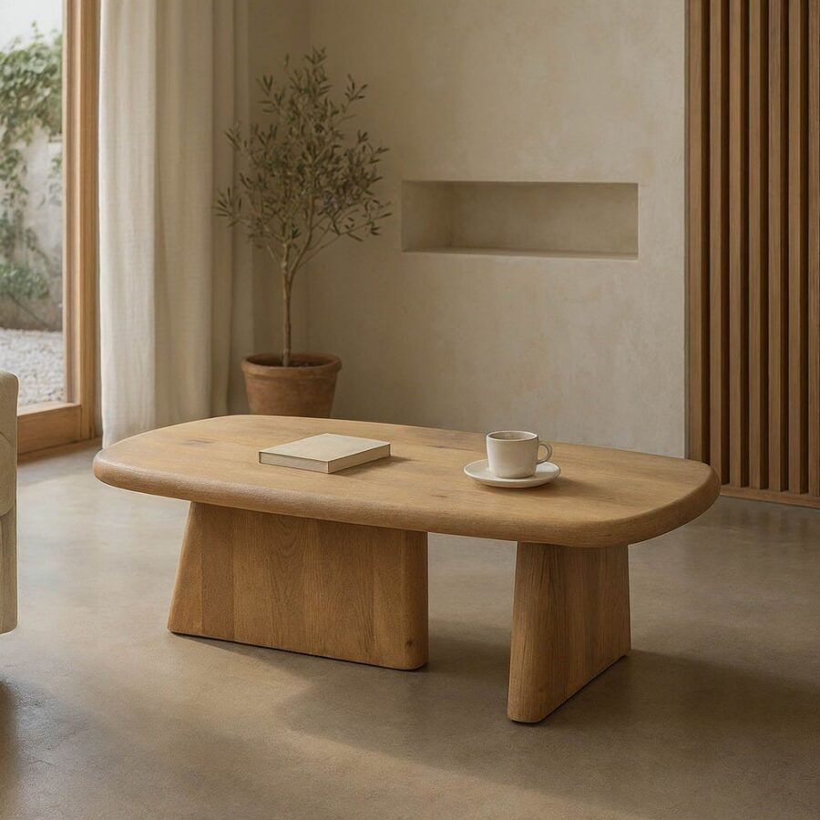 Table Basse Massif De Manguier Bords Sculptés Ixia 120cm