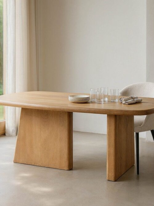 Table À Manger Massif De Manguier Bords Arrondis Ixia 180cm