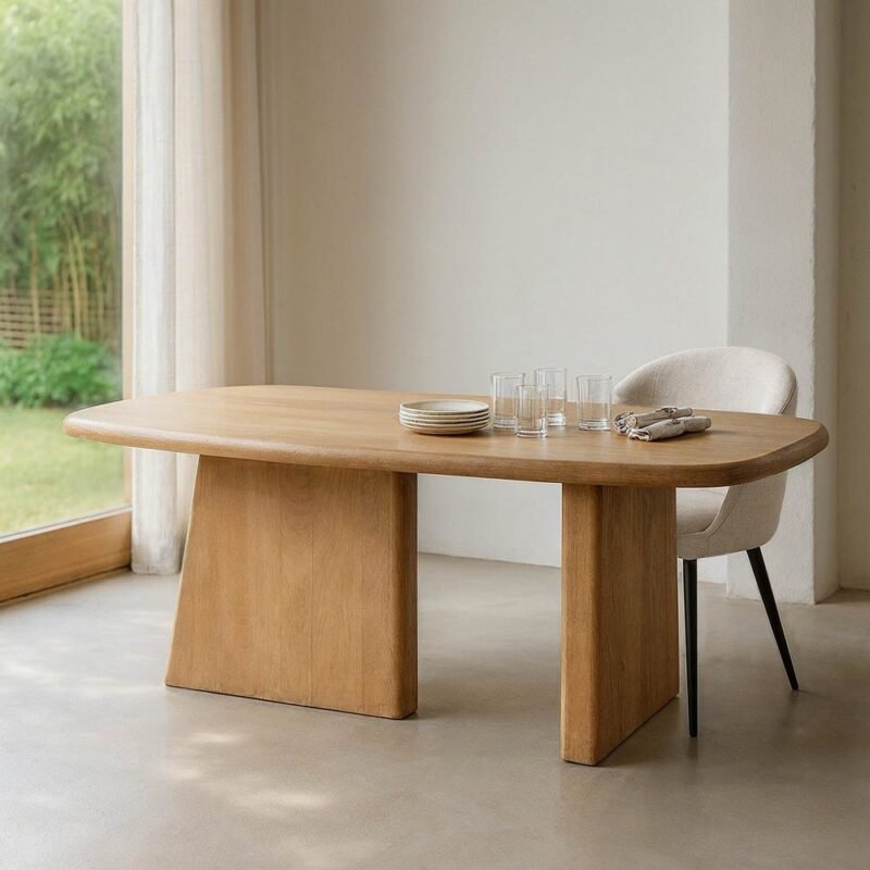 Table À Manger Massif De Manguier Bords Arrondis Ixia 180cm