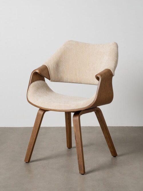 Chaise Crème-Marron Tissu-Bois Ixia