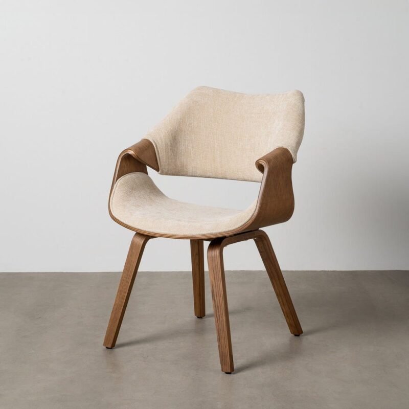Chaise Crème-Marron Tissu-Bois Ixia