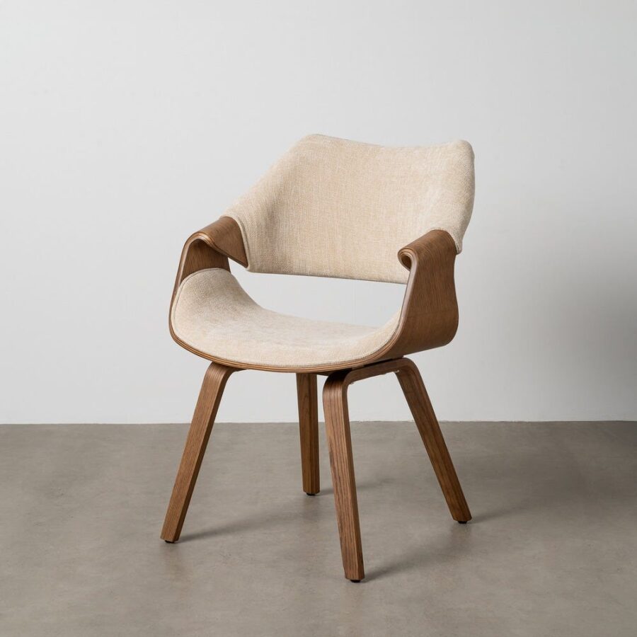 Chaise Crème-Marron Tissu-Bois Ixia