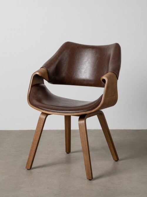 Chaise Marron Bois-Imitation Cuir Ixia