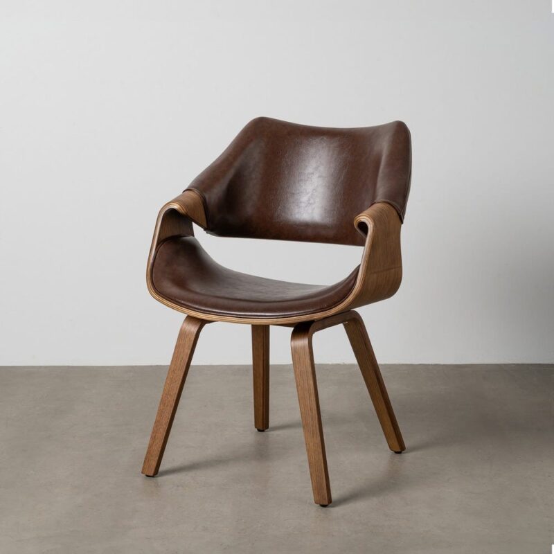 Chaise Marron Bois-Imitation Cuir Ixia