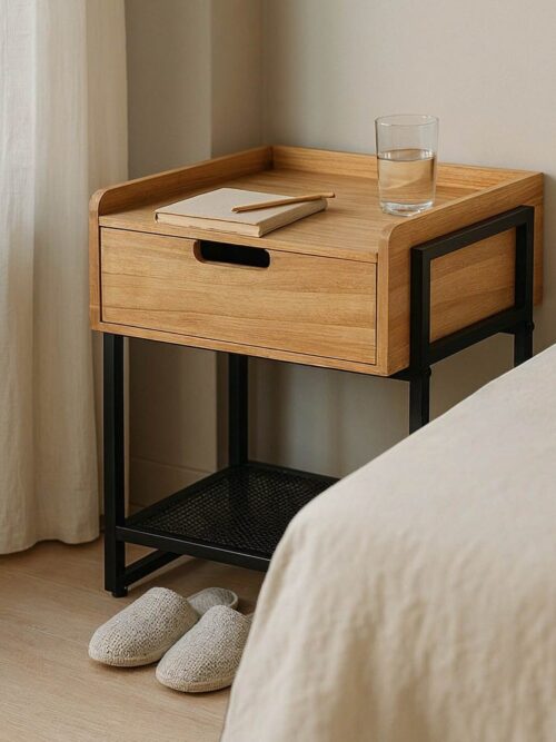 Table D'appoint Panneau Composite Métal Noir Ixia 45cm