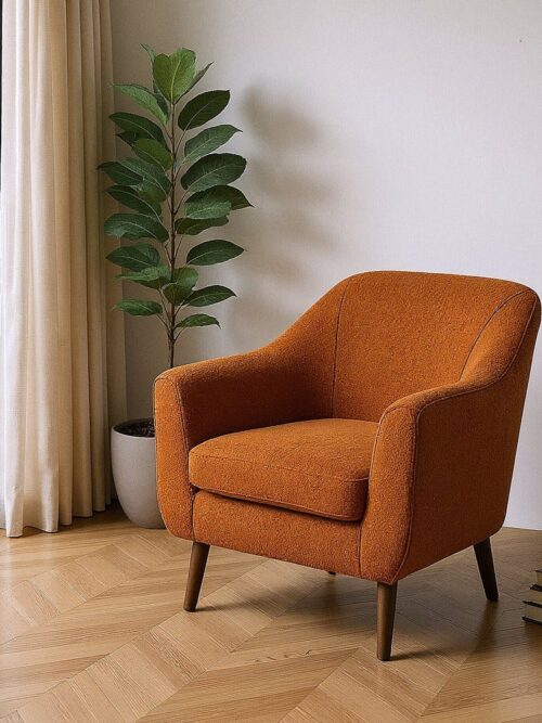 Fauteuil Terracotta Tissu-Bois Ixia