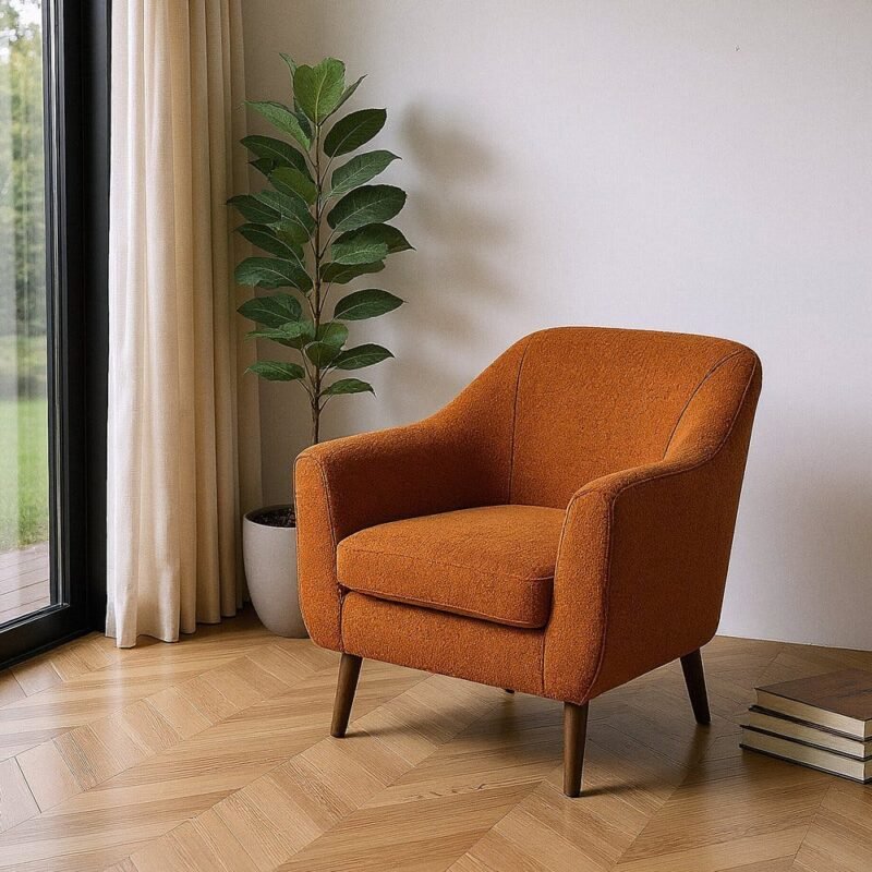 Fauteuil Terracotta Tissu-Bois Ixia
