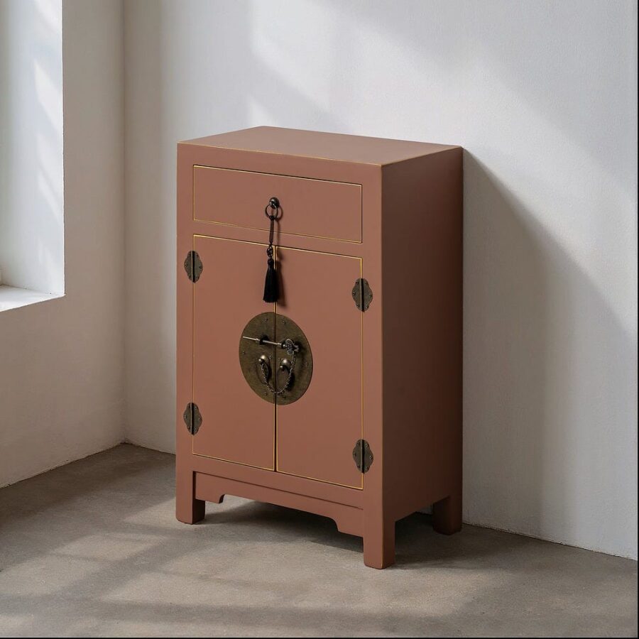 Table De Nuit Terracotta Liserés Dorés Ixia 69cm