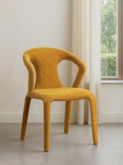 Chaise Marbré Moutarde Étoffe Ixia 52 cm