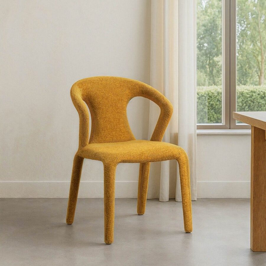 Chaise Marbré Moutarde Étoffe Ixia 52 cm