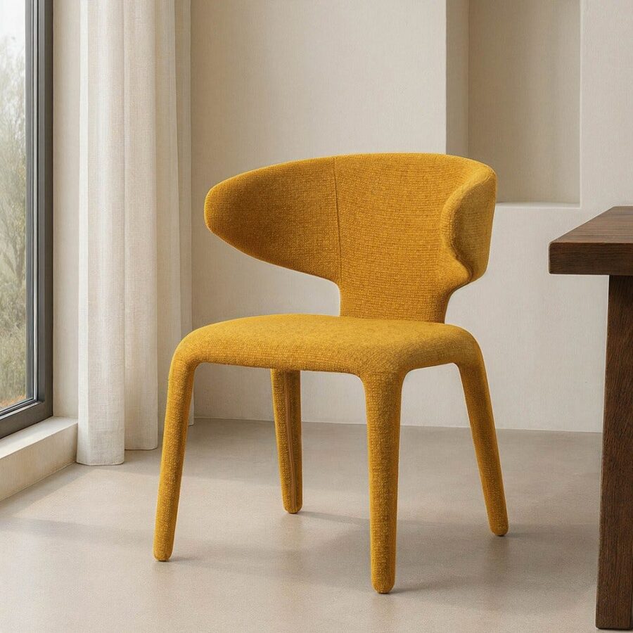 Chaise Marbré Moutarde Étoffe Ixia 58 cm