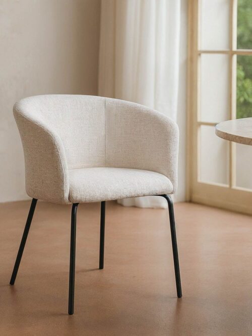 Chaise Crème Tissu-Métal Ixia 61 cm
