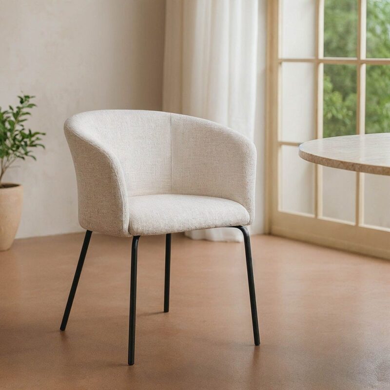 Chaise Crème Tissu-Métal Ixia 61 cm