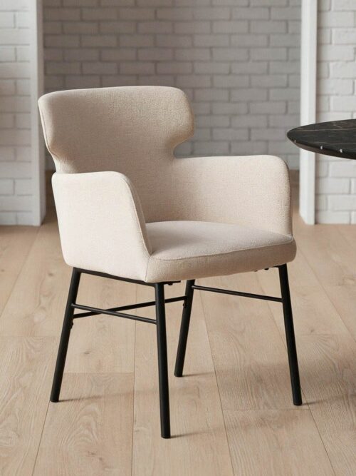 Chaise Crème Tissu-Métal Ixia 59 cm