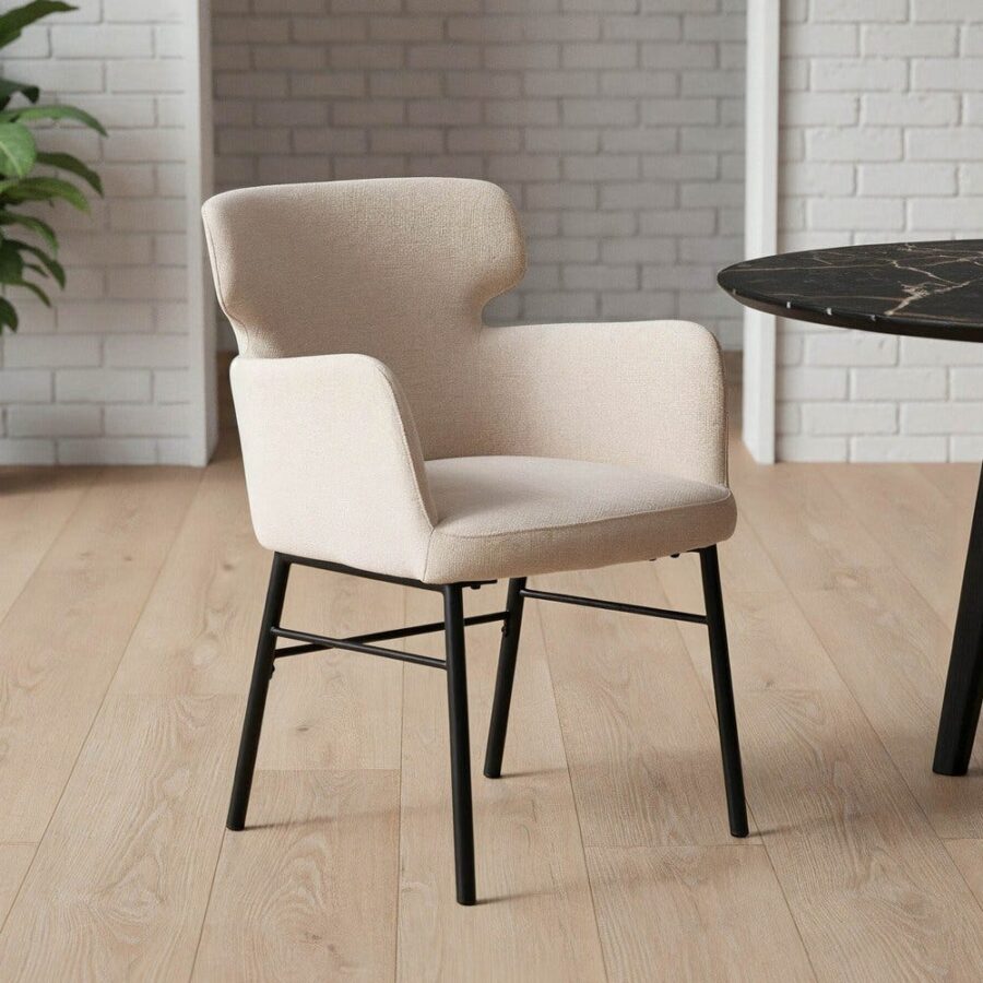 Chaise Crème Tissu-Métal Ixia 59 cm