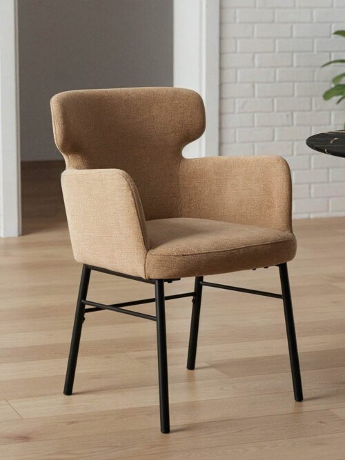Chaise Beige Tissu-Métal Ixia 59 cm