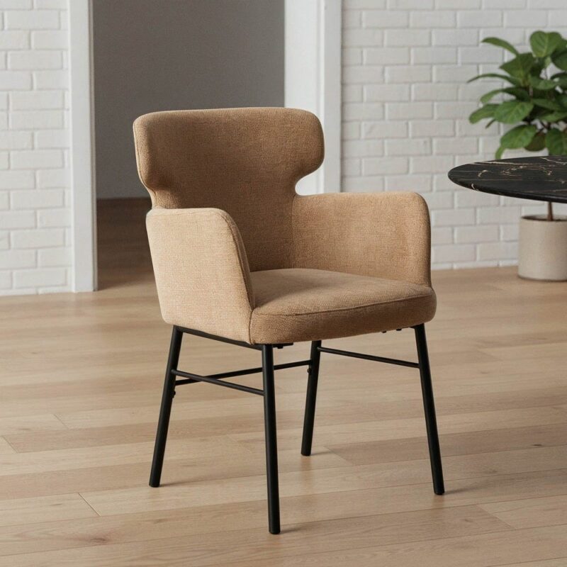 Chaise Beige Tissu-Métal Ixia 59 cm