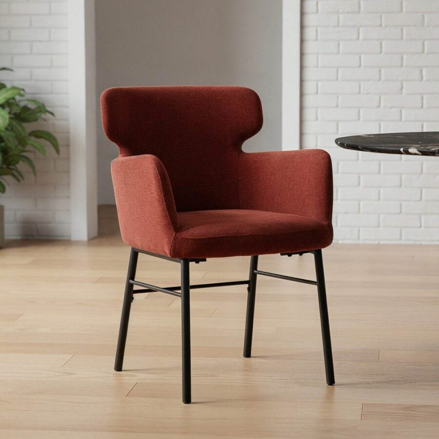 Chaise Bordeaux Tissu-Métal Ixia 59 cm