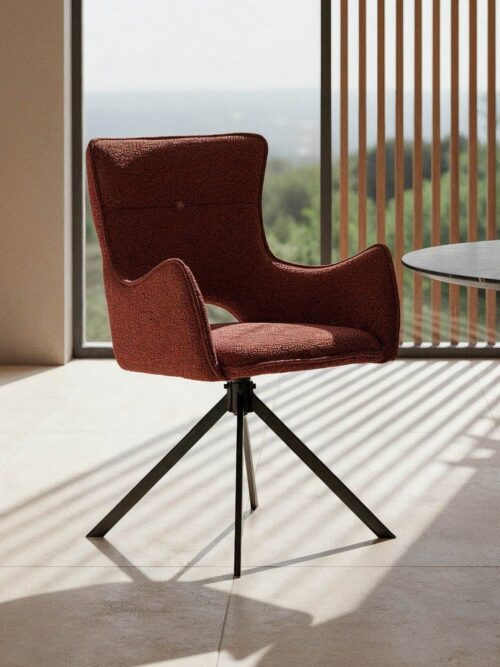 Chaise Bordeaux Tissu-Métal Ixia 58 cm