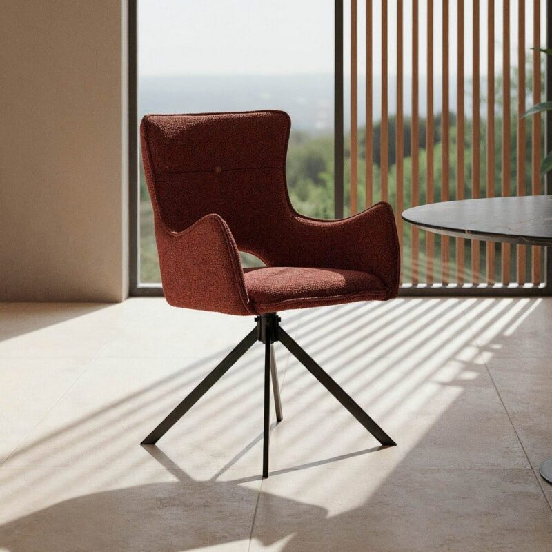 Chaise Bordeaux Tissu-Métal Ixia 58 cm