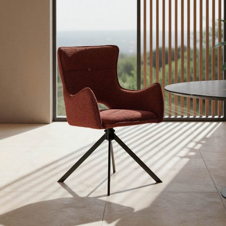 Chaise Bordeaux Tissu-Métal Ixia 58 cm