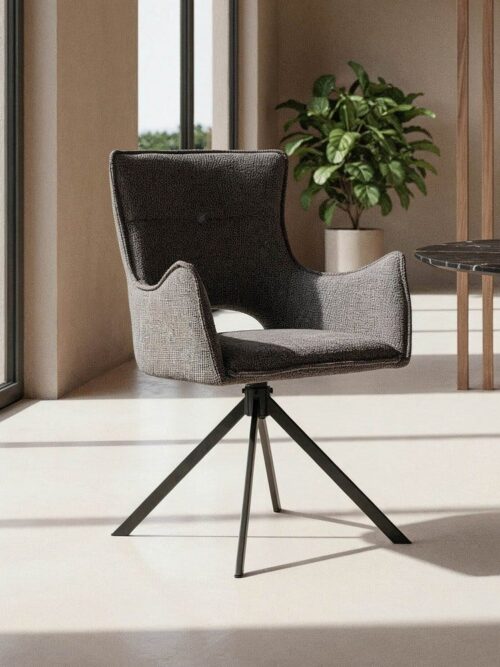 Chaise Gris Tissu-Métal Ixia 58 cm