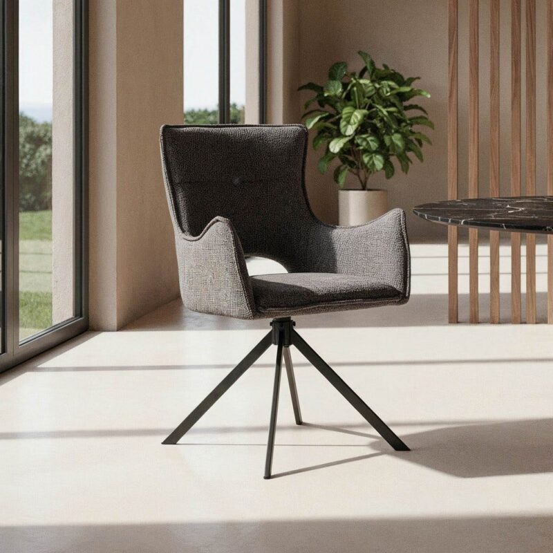 Chaise Gris Tissu-Métal Ixia 58 cm