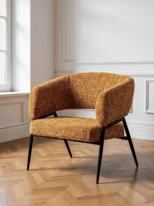 Fauteuil Moutarde Tissu-Métal Ixia