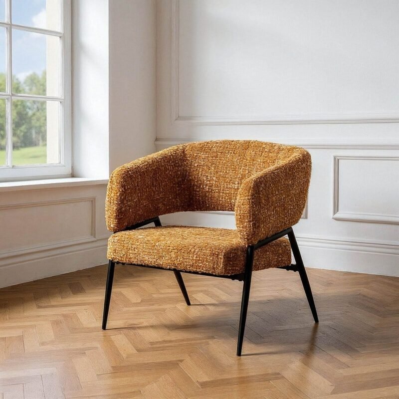 Lot de 2 : Fauteuil Moutarde Tissu-Métal Ixia