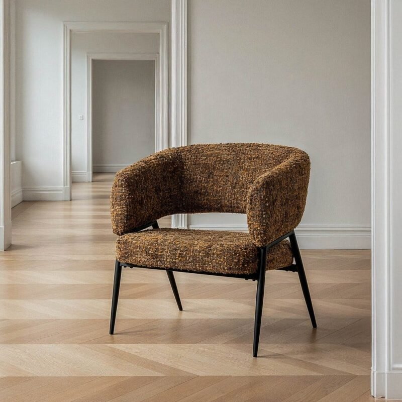 Lot de 2 : Fauteuil Marron Tissu-Métal Ixia