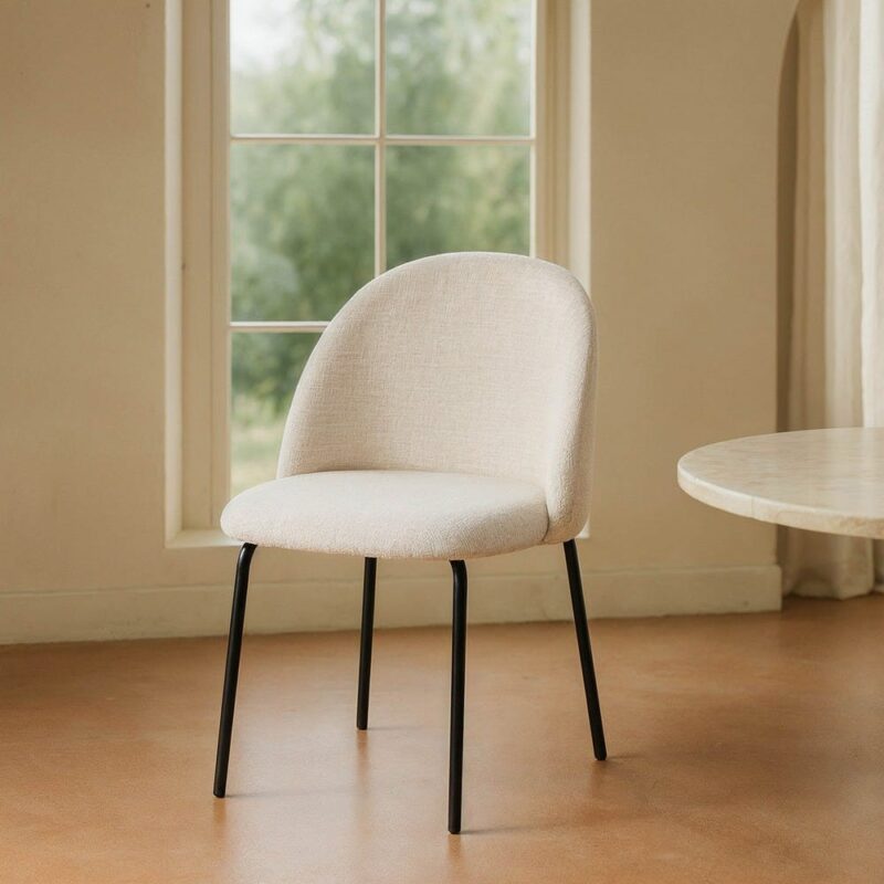 Chaise Crème Tissu-Métal Ixia 49 cm