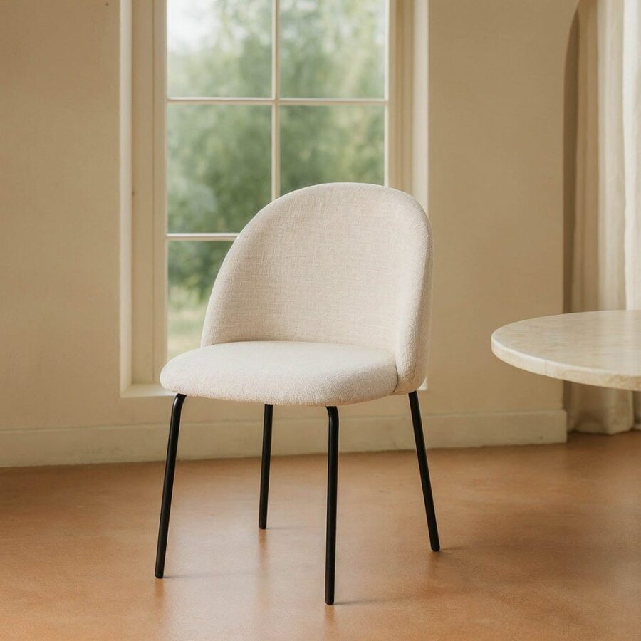 Chaise Crème Tissu-Métal Ixia 49 cm