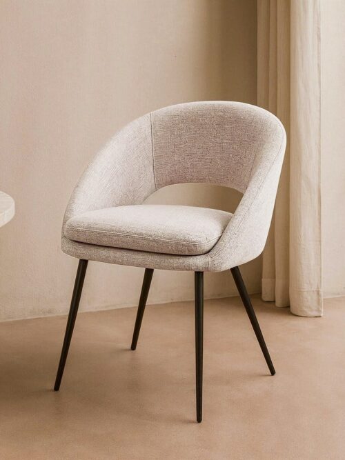 Chaise Crème Tissu-Métal Ixia 58 cm