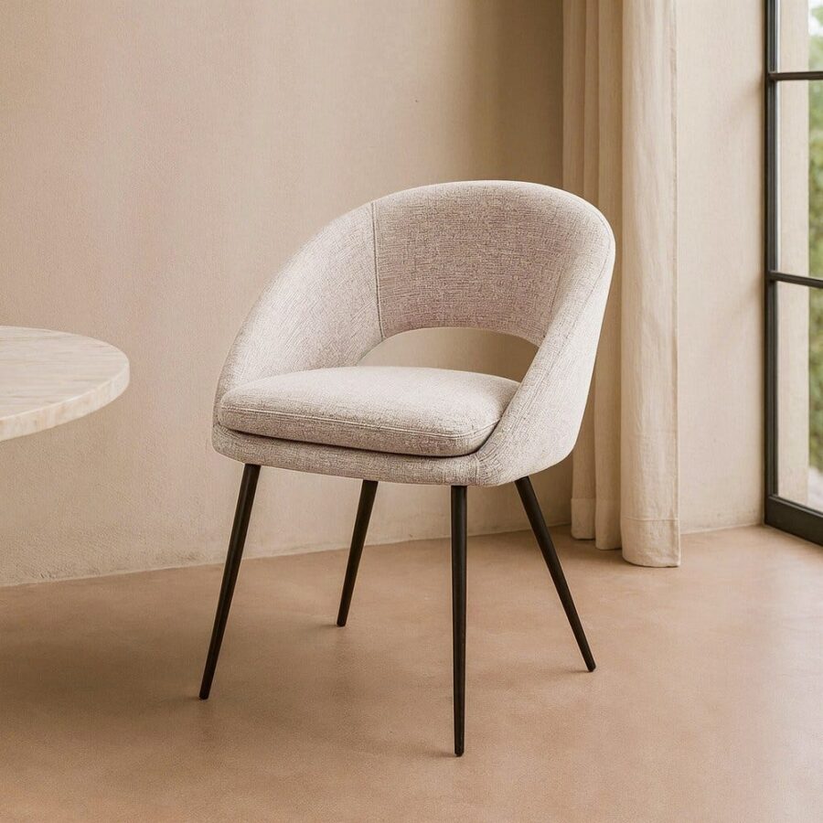 Chaise Crème Tissu-Métal Ixia 58 cm