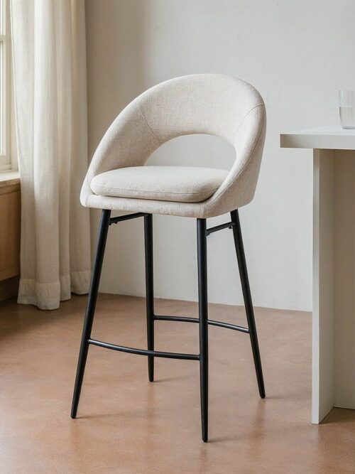Tabouret Crème Tissu-Métal Ixia